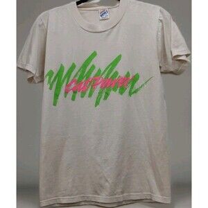 VTG 90s Cat Power Neon Graphic T‑Shirt Jerzees 50/50 Single Stitch Men’s S USA